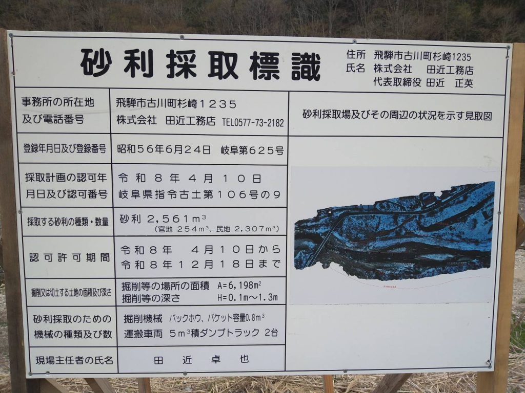 砂利採取標識　（飛騨市　河合町）